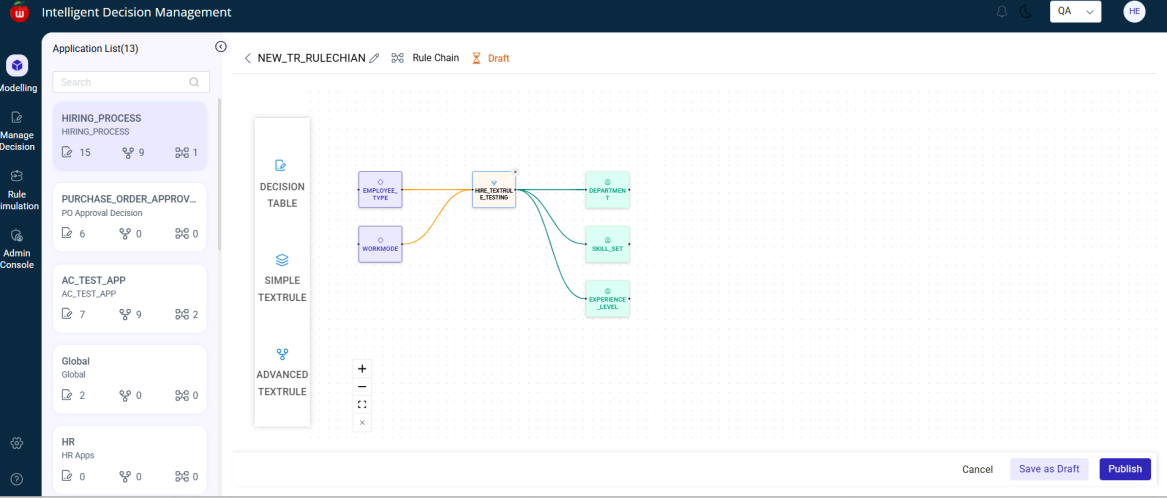 Rule Chain using Text Rules